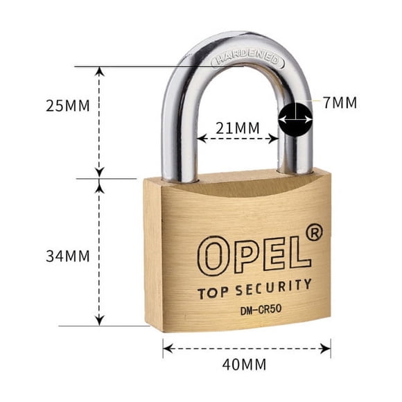 Candado con llave de computadora de tres lados de cobre OPEL, llave de múltiples agujeros, puerta de patio, antirrobo, doble lengüeta, cabeza de candado antioxidante de cobre