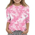 thumbnail image 3 of KyCheLot Girls Pullover Tshirts Cute Tie Dye Printed 3/4 Sleeve Loose Tunic Tops Dailywear 3-12 Years, 3 of 5