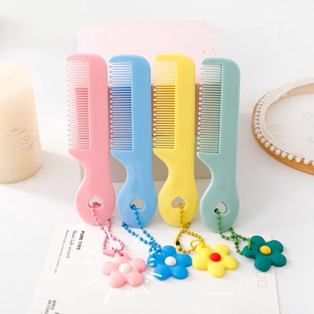 Ins Mini Cute Comb for Baby Girl Boy Small Koran Cartoon Animal Floral Protable Hair Brushes Little Girl Kid Hair Accessoriesblue flower He Qiyong unisex
