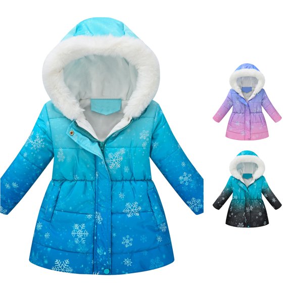 Vrotazzy Toddler Boys Girls Winter Coat Hooded Jacket Thicken Windproof Zipper Warm Outwear,Size 6-7 Years
