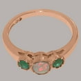 thumbnail image 6 of LBG British Made 18k Rose Gold Natural Opal & Emerald Womens Anniversary Ring - 33 size options - Size 5, 6 of 7