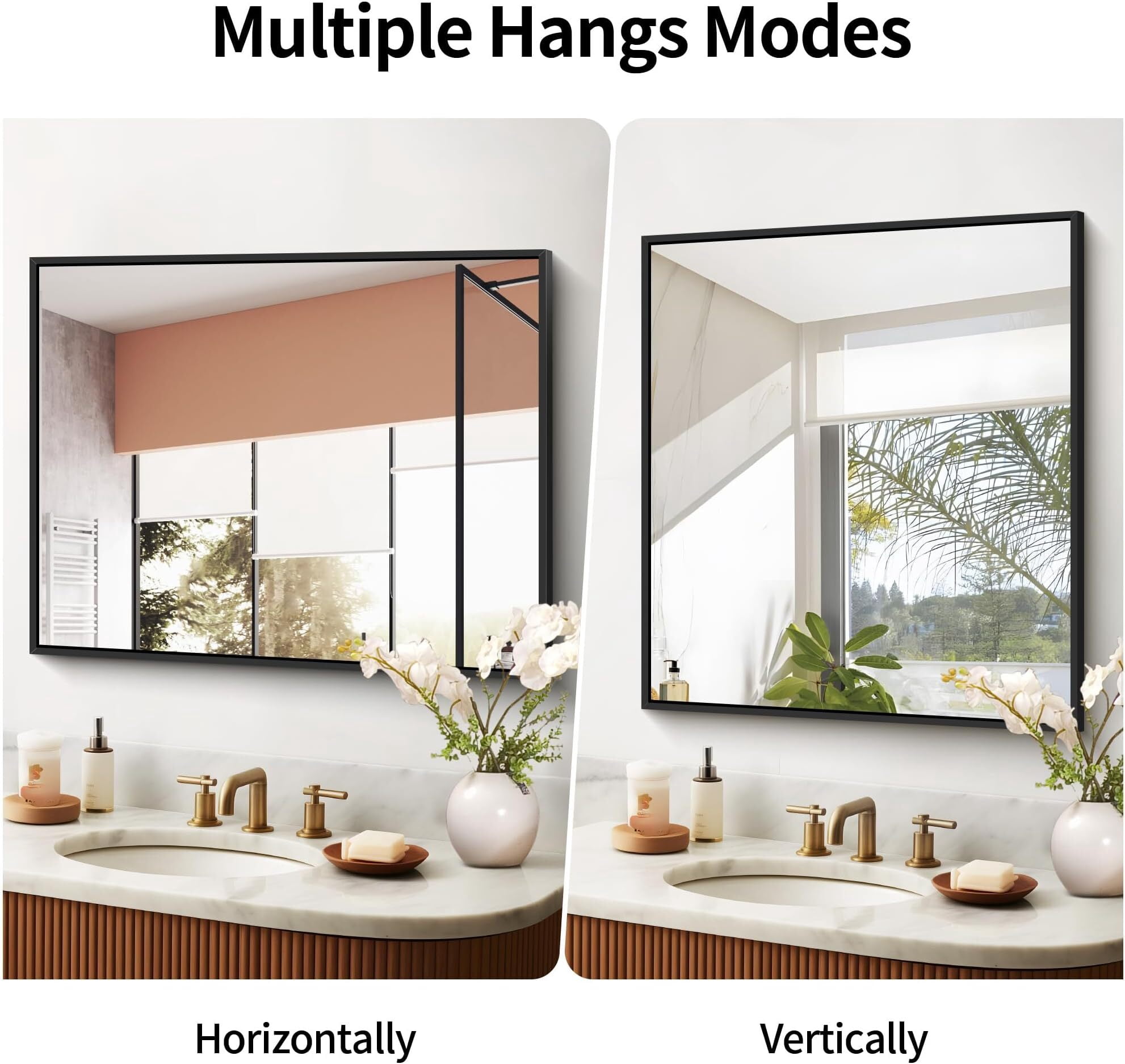 Lumora 38.1"x26" Rectangle Bathroom Mirror Wall-mounted Mirror with Aluminum Frame, Black