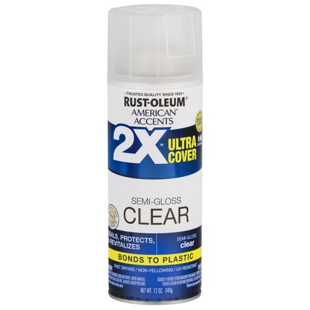 Gloss Clear Spray Paint - (3 Pack) Rust-Oleum American Accents Ultra Cover 2X Semi-Gloss Clear Spray Paint and Primer in 1, 12 oz