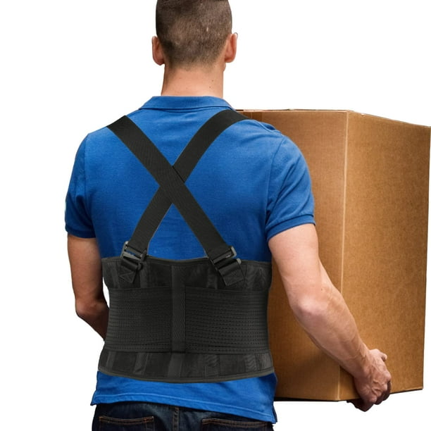 PAZAPO - Faja lumbar para hombre y mujer - Soporte lumbar para levantamiento de pesas - Cinturón de soporte lumbar con tirantes extraíbles - Cinturón lumbar ajustable para entrenamiento, alivio del do