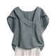 thumbnail image 2 of Neewe Button Down Shirts for Womens Petal Sleeve Blouses Irregular Neck Casual Summer Tops Trendy Outfits, 2 of 8