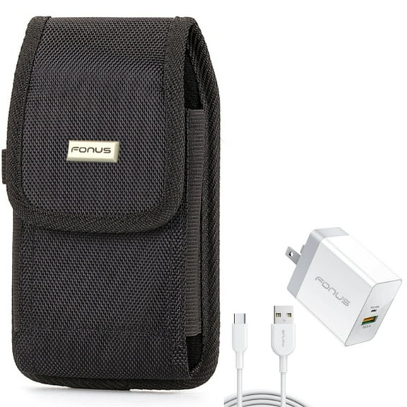 Case Belt Clip & 36W PD Home Charger for Samsung Galaxy S22 Ultra,S21,Ultra,S20 Ultra,Plus,Fan Edition,FE 5G - Rugged Holster   Fast Type-C 6ft Long Cable Combo