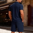 thumbnail image 6 of Xcmzpl Men Sets Outfits 2 Piece Shirts and Shorts Quarter Zip Collared Golf Shirts Summer Beach Track Suits with Pocket, 6 of 7