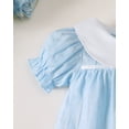 thumbnail image 6 of 6 Months Baby Girls Dress 12 Months Girls Short Sleeve Dress Peter-Pan Collar Bubble Sleeve Infant Girls Summer Solid Color Dress Blue, 6 of 9