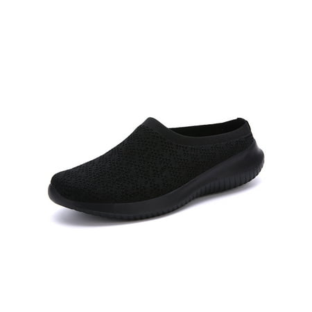 

Rockomi Womens Breathable Mesh Walking Mules Sneakers Open Back Slip On Shoes Black Style A 8.5