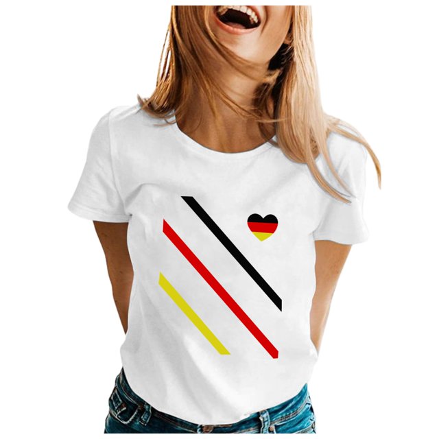 YDLCAFD T-Shirts pour Femmes Col en V Décontracté Mode Décontractée Manches Courtes Col Rond Tee Shirt Imprimé Ample