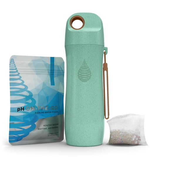 pH Conscious Filtered Water Bottle - Alkaline Water Filter - Filtering Purifier Bottle - Made from Wheat Straw- Increase pH, Reduce Fluoride, Remove Heavy Metals & Chlorine, 16oz, 450ml