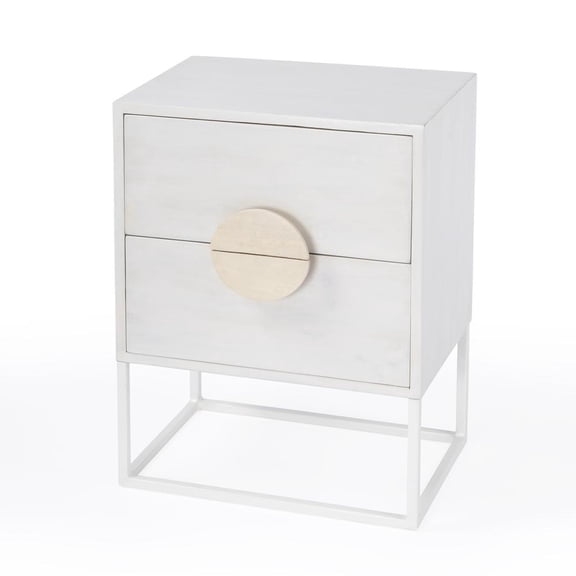 HomeRoots 488976 24 in. Off White Two Drawers Nightstand