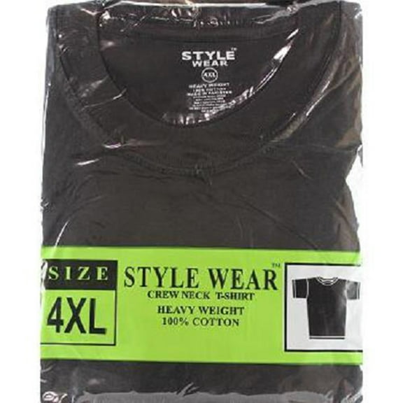 Style Wear T-Shirt - Round Neck Blk 4Xl - 1 count only