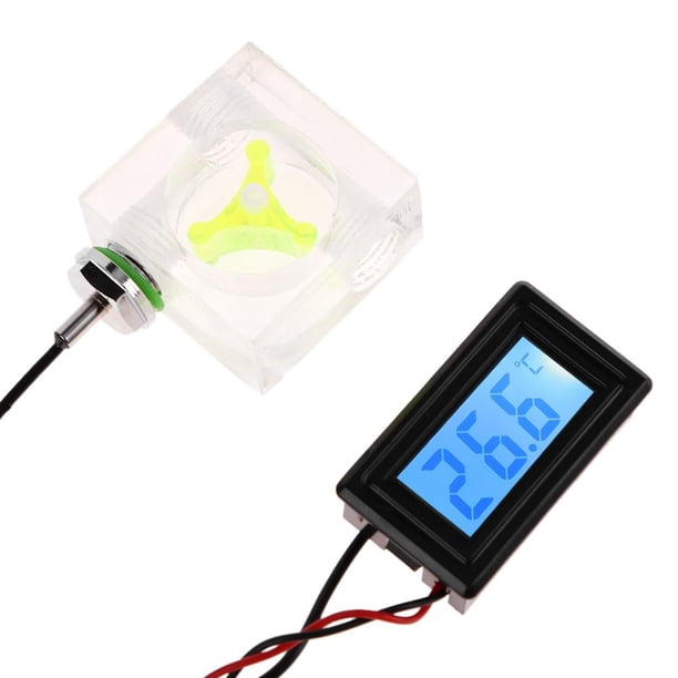 Termómetro digital LED Medidor de flujo de 3 vías para PC Sistema de líquido de refrigeración por agua