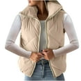 thumbnail image 2 of Miluxas Womens Vests Bubble Jackets Clearance Sleeveless Puffy Long Coats Outerwear Quilted Winter Plus Size Clothes Pocket Khaki 6(M), 2 of 6