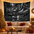 thumbnail image 3 of Mountain Lake Grayscale with Full Grown Moose Prominent, Mystical Fantasy for Space Lovers, Galaxy Room Decor, Housewarming Gift, Tapestry Wall Hanging for Bedroom and Dorm, 3 of 7