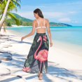 thumbnail image 7 of FORMRS Womens Long Sarong Beach Wrap Semi-Sheer Bikini Skirt Bathing Swimsuit Cover Up, Red Flamingo Pattern, 7 of 7