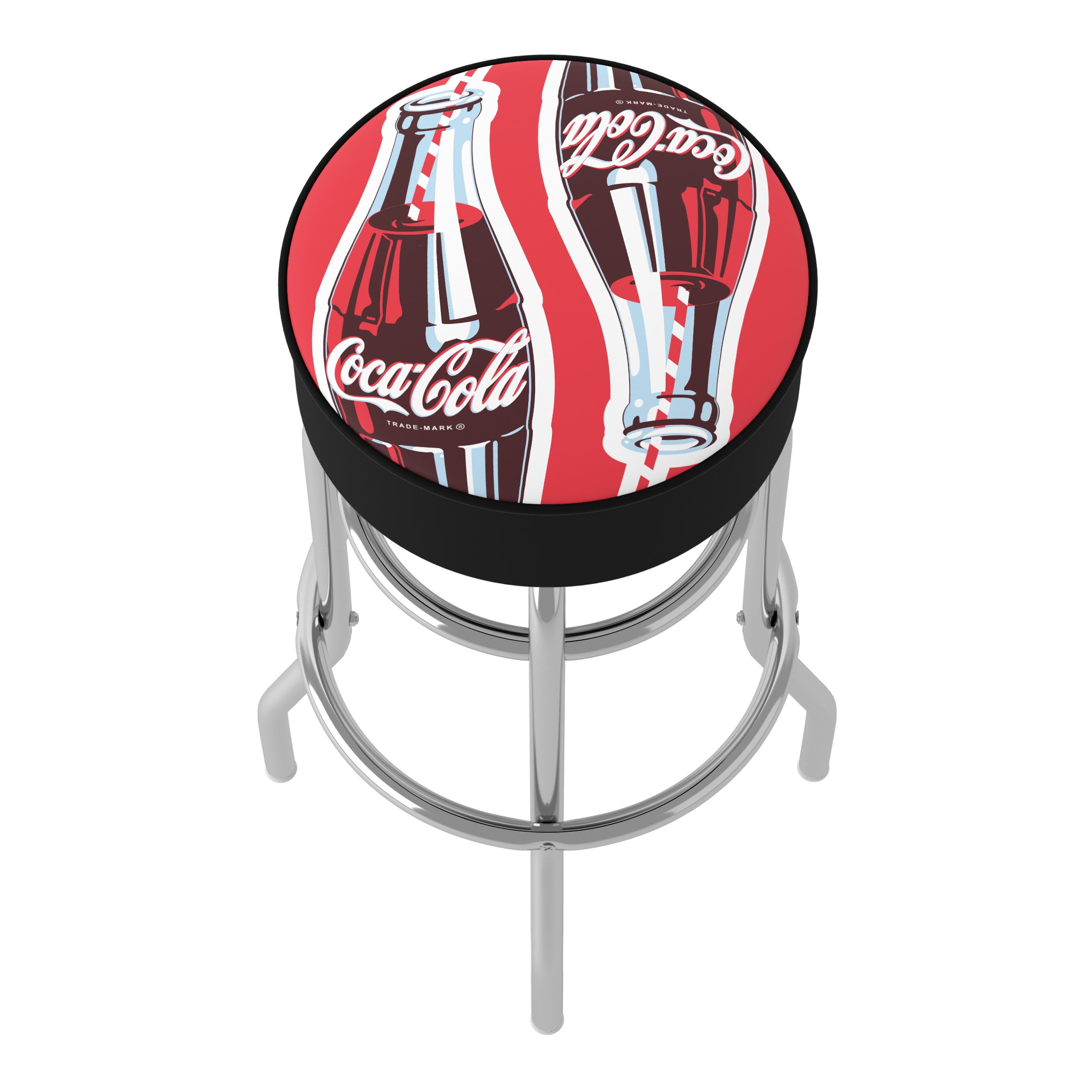 Trademark Gameroom Coca-Cola Twin Bottles with Straw Bottle Art Bar Stool with Padded Seat