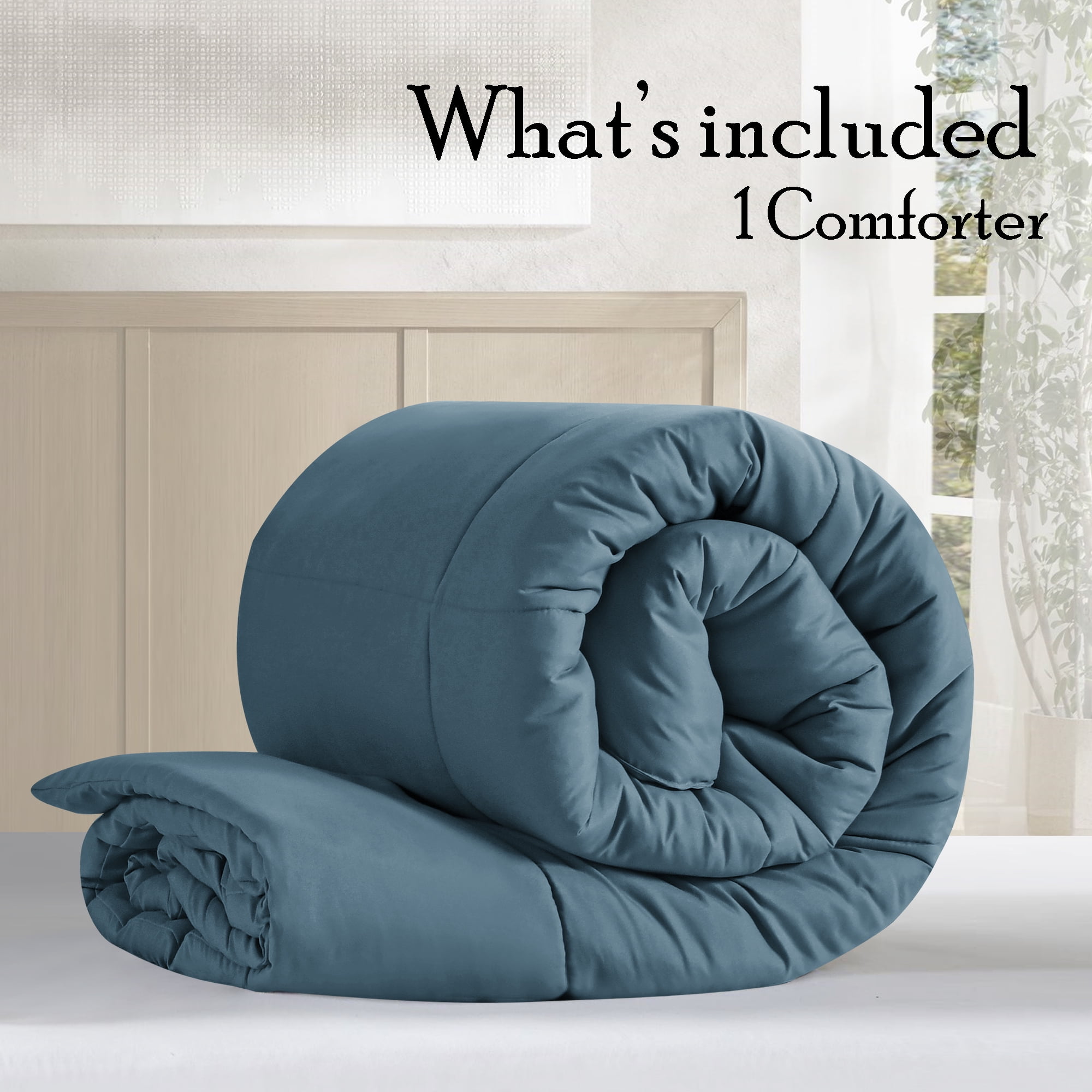 Swift Home High-Filled Down Alternative Comforter, Ultra Soft All Season Hypoallergenic Bedding, Twin, Blue