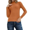 thumbnail image 3 of Telankuip Thin Cozy Sweaters for Women Turtleneck Long Sleeve Slim Fit Pullovers Sweater Comfortable Soft Solid Color Ribbing Knit Fall Winter Base Layer Tops Orange XL, 3 of 8