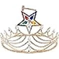 thumbnail image 2 of Masonic OES Matron Gold Plated Rhinestones O.E.S Adjustable Crown With Gavel, 2 of 4