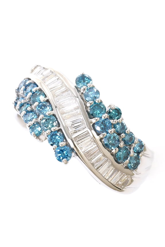 Pre-Owned PT900 Platinum Ring with Blue Diamond (Treated), 1.05ct Diamond, Certificate of...