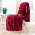 thumbnail image 3 of Chanasya Ruched Royal Faux Fur Throw Blanket - Fuzzy Plush Elegant Blanket for Sofa Chair Couch and Bed with Reversible Velvet Blanket (50x65 Inches) Maroon, 3 of 3