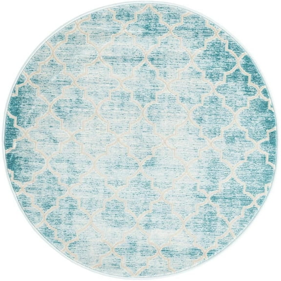 Jill Zarin Uptown Collection Area Rug - Lincoln Center (3' 3" Round Teal/Ivory)