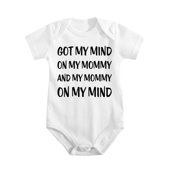 Got My Mind On My Mommy Baby Bodysuit Funny Cute Infant Clothes for Boys Girls Unisex White-style-1 9-12M