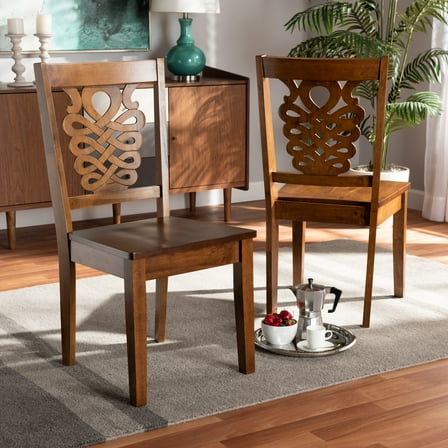 Baxton Studio Gervais Dining Chair, Set of 2, Walnut Brown