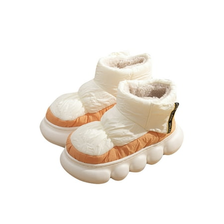 

SIMANLAN Mens Lightweight Ankle Boot Breathable Snow Boots Casual Non-Slip Plush Lining Winter Shoes White 5.5-6