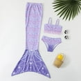 thumbnail image 2 of Magical Mermaid Tail & Bikini Set for Little Girls 2-12 Years, Shiny Scale Princess Swimwear for Beach Pool Party Photos, 2 of 6