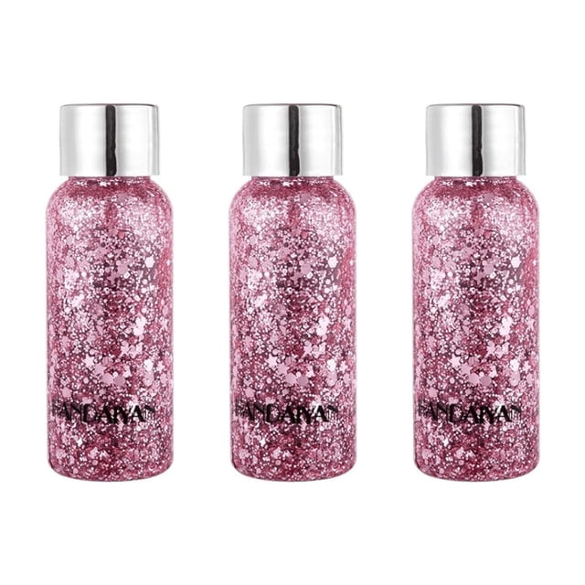 3 Pzs Body Glitter Maquillaje Cabello Cuerpo Brillos Colores