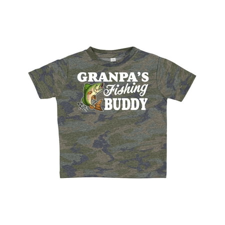 

Inktastic Granpa s Fishing Buddy with White Text Gift Toddler Boy Girl T-Shirt