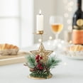 thumbnail image 3 of Candelabro navideño de hierro, conos de pino nevados y candelabro de bayas rojas, centro de mesa para decoración del hogar y Festival, 3 of 4