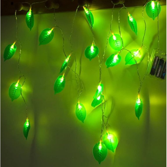 LINLIN Green Leaf String Lights, 6M 40LED Indoor String Lights Leaves Fairy String Lights Battery Fake Garland Green Leaf Plants