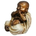 thumbnail image 5 of Stoneage Arts Buddha - Monk Bring Joyful Energy Evoking The Pictorial Maxim See No Evil, Hear No Evil, Speak No Evil (White, NoSpeak, 4 Inch), 5 of 5