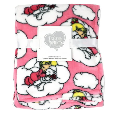 Precious Moments-Precious Moments Coral Fleece Baby BlanketPink Such a heavenly soft baby blanket from Precious Moments. Print depicts a sweet baby floating on a cloud while hugging a favorite toy. Blanket measures 30 X 36 and is made from 100% snuggly Polyester coral fleece. Easy care machine wash and dry. Available in blue or pink print. Pink