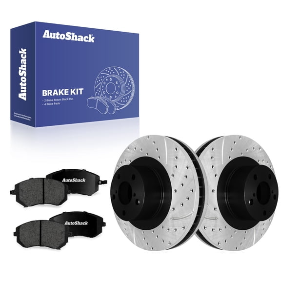 AutoShack Front Vented Drilled & Slotted E-Coated Brake Rotors   Premium Ceramic Pads 6-PC Brake Kit Replacement for 2003-2008 Subaru Forester 2008 Subaru Impreza ShadowGuard 11.55" (293.4 mm)