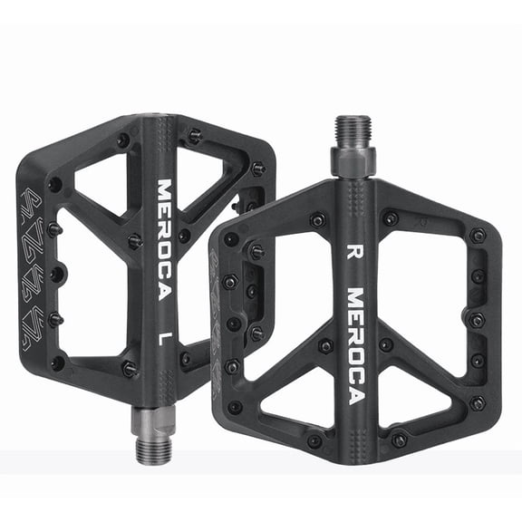 MEROCA Bike Pedals, Lightweight Nylon Fiber Platform Bicycle Pedals with Sealed Bearings, Wide Anti-Slip Flat Pedals for Mountain Bike, Road Bike, BMX and Commuter Bikes, Black