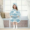 thumbnail image 7 of Dailycode Wearable Blanket Hoodie Oversized Sherpa Flannel Blankets with Pocket for 3-14 Year Old Sea Wave, 7 of 7