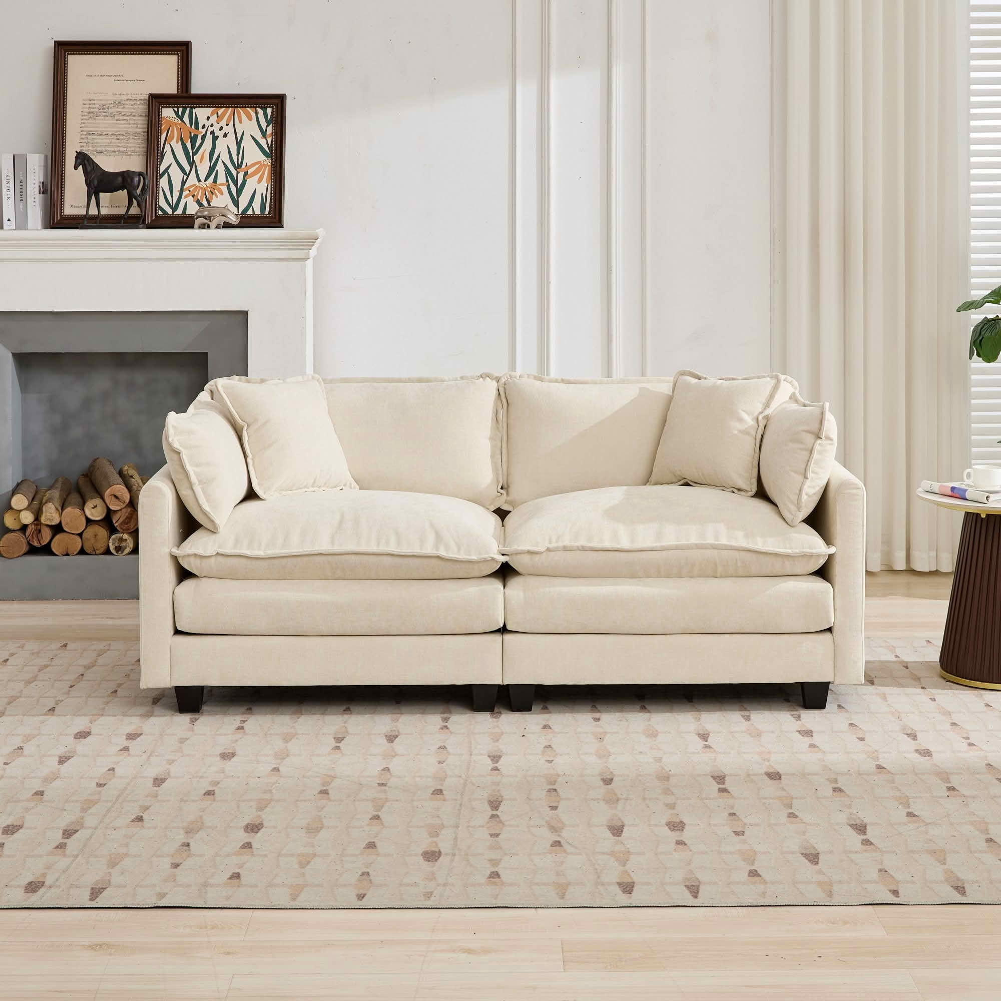 MAYEERTY 76.7 Inch Cloud Loveseat Sofa, Chenille Modular Sectional Couch with Double‑Layer Cushion for Living Room Apartment