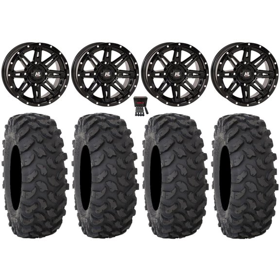 High Lifter HL22 14" Wheels Black 27" XTR370 Tires Can-Am Maverick X3 / Honda Pioneer 1000 / Talon