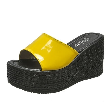 

Fashion Spring And Summer Women Sandals Thick Bottom Wedge Heel Fish Mouth Solid Color Casual Style