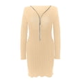 thumbnail image 5 of QIPOPIQ Robes pour Femmes pour Invité de Mariage Fête Manches Longues Hiver Couleur Unie Robe d'Été Tricotée Manches Longues Demi-Zip Col en V Offres 2023, 5 of 5
