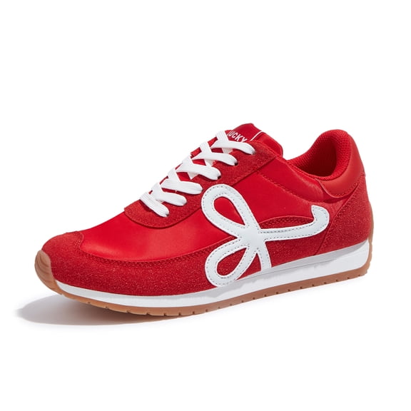 LUCKY STEP Stylish Retro Casual Comfortable Running Walking Shoes,Red,Womens