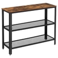 thumbnail image 2 of VASAGLE Mesa de Consola, Mesa de Pasillo con 2 Estantes de Malla, Aparador, para Salón, Pasillo, 101,5 x 35 x 80 cm, Metal, Diseño Industrial, Marrón Rústico Negro, 2 of 7
