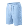 thumbnail image 4 of EOYWHK Athletic Shorts with Pockets Drawstring Outdoor Mens Shorts Athletic Soft Lightweight Breathable Elastic Waist Shorts for Men Light Blue, Size XL, 4 of 9