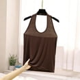 thumbnail image 4 of ClodeEU Women's Solid Color Spaghetti Strap Camisole, Basic Sleeveless Layering Tank Tops Coffee,Womens Plus XXL, 4 of 5