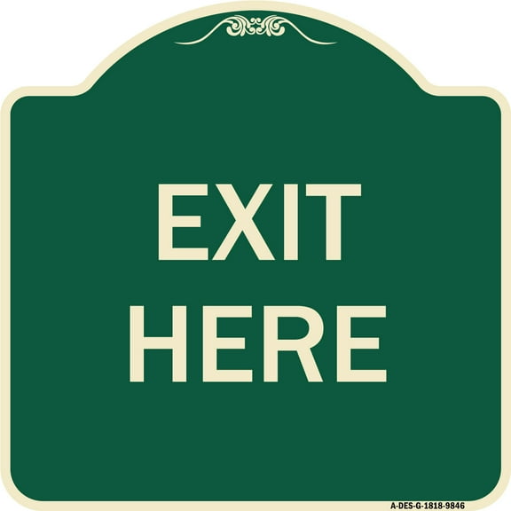 SignMission Designer Series Sign - Exit Here | Green 18" X 18" Heavy-Gauge Aluminum Architectural Sign | Protect Your Business & Municipality | Made in the USA